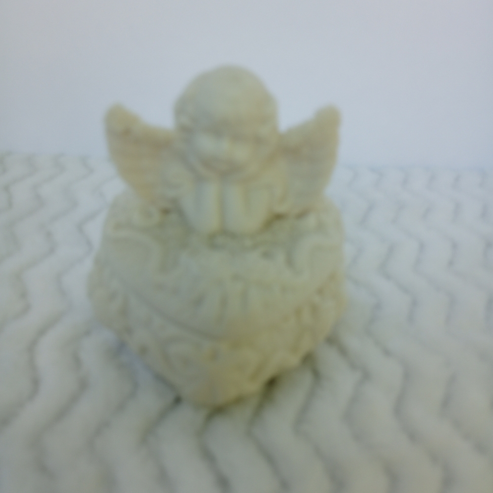 Bisque Cherub angel trinket box jewelry roses floral